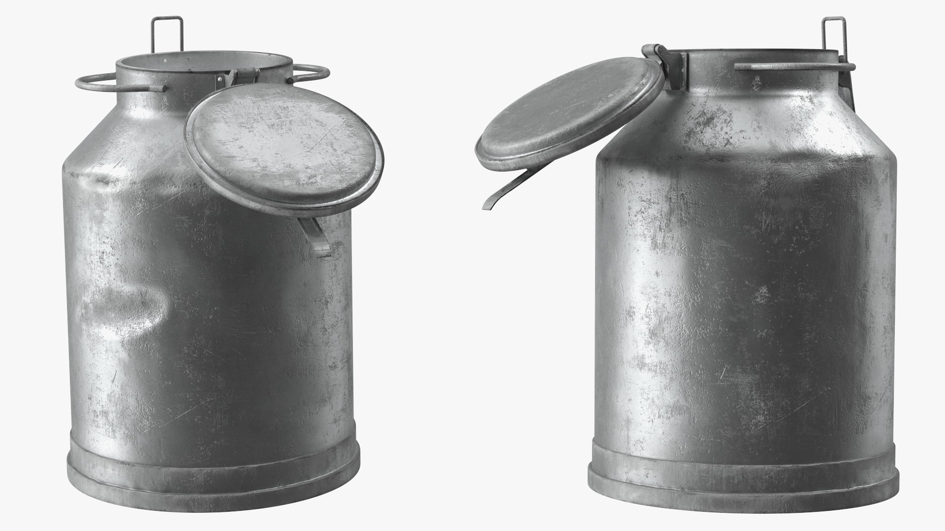3D Aluminum Milk Bucket Can Full Old model
