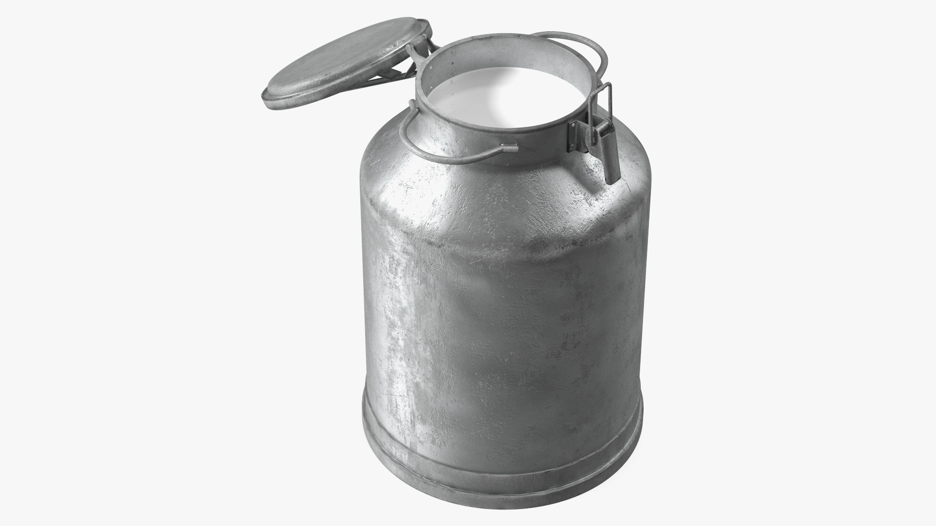 3D Aluminum Milk Bucket Can Full Old model