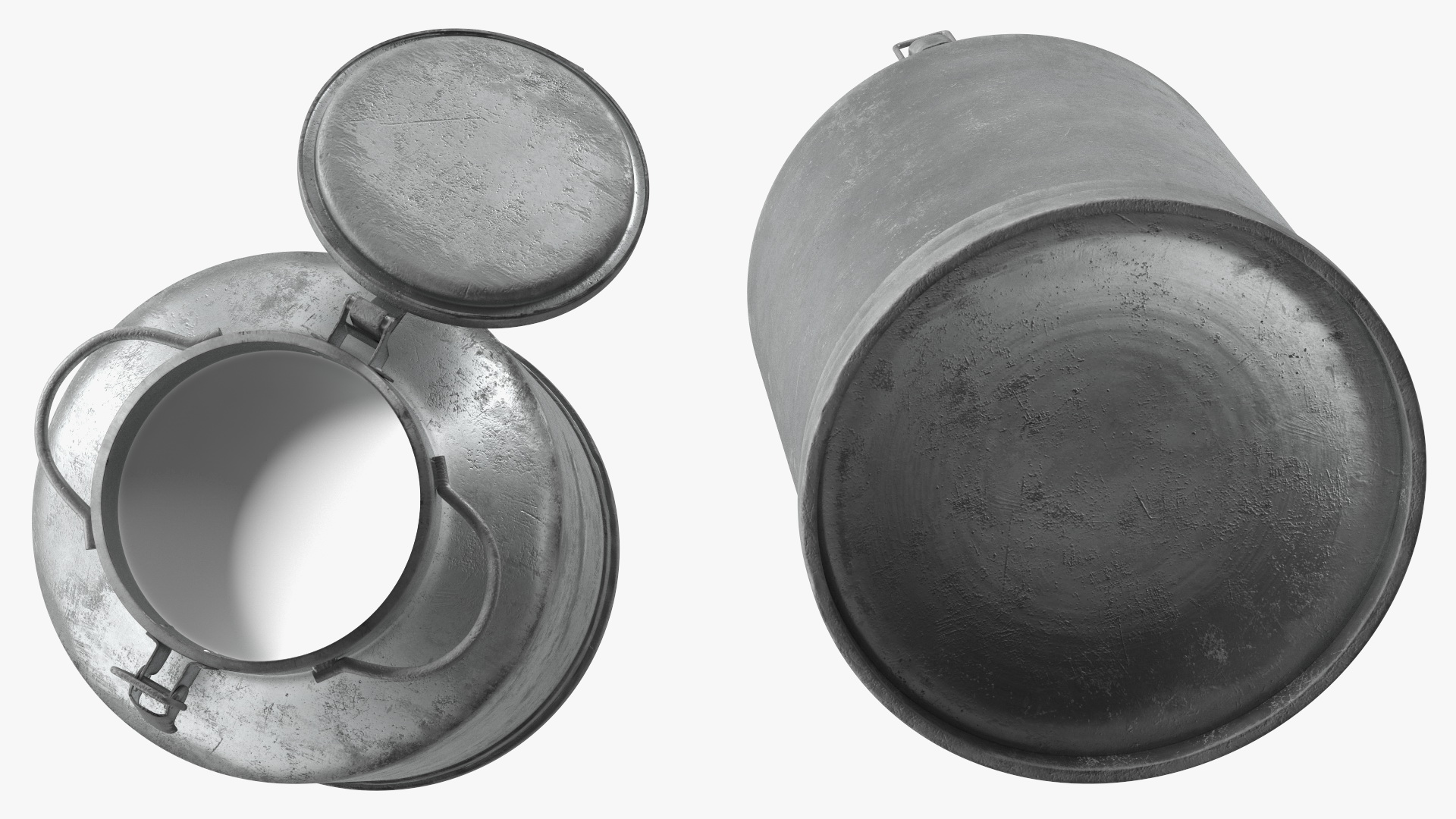 3D Aluminum Milk Bucket Can Full Old model