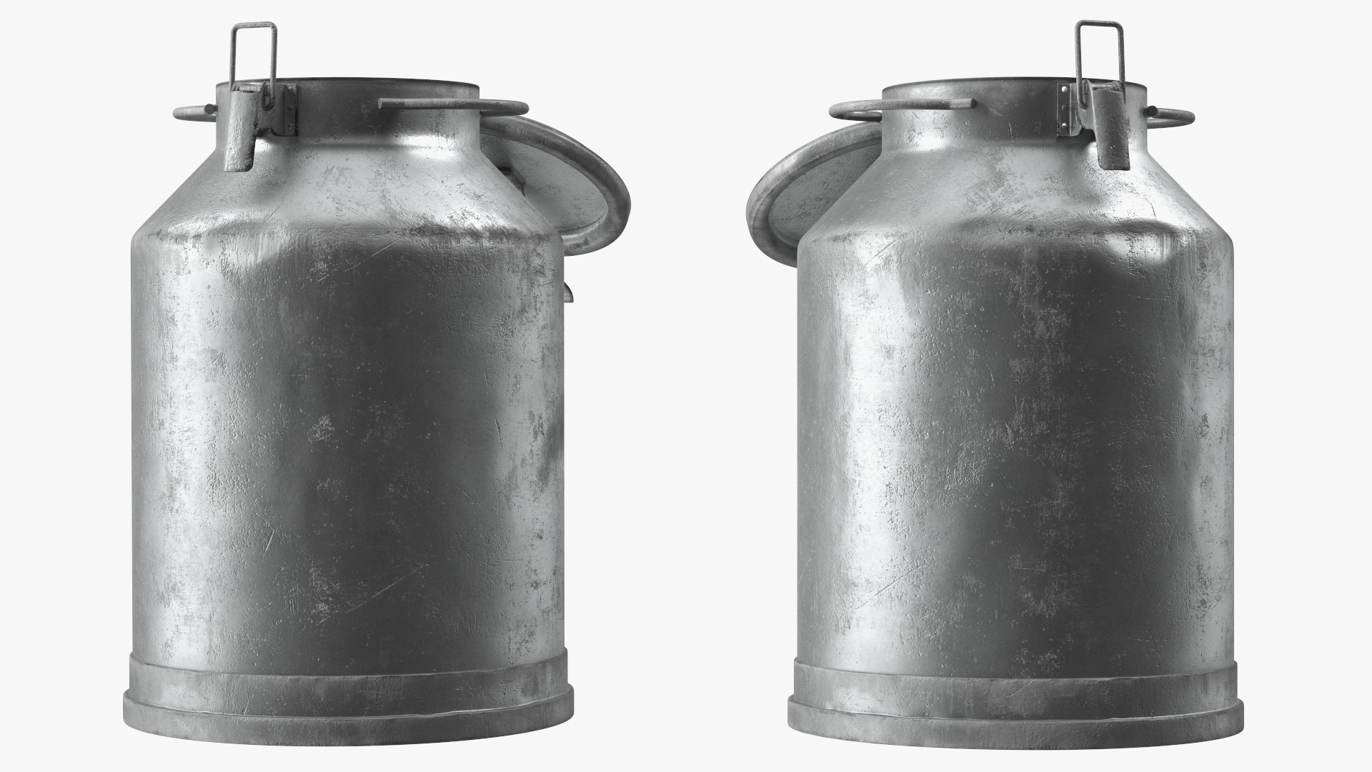 3D Aluminum Milk Bucket Can Full Old model