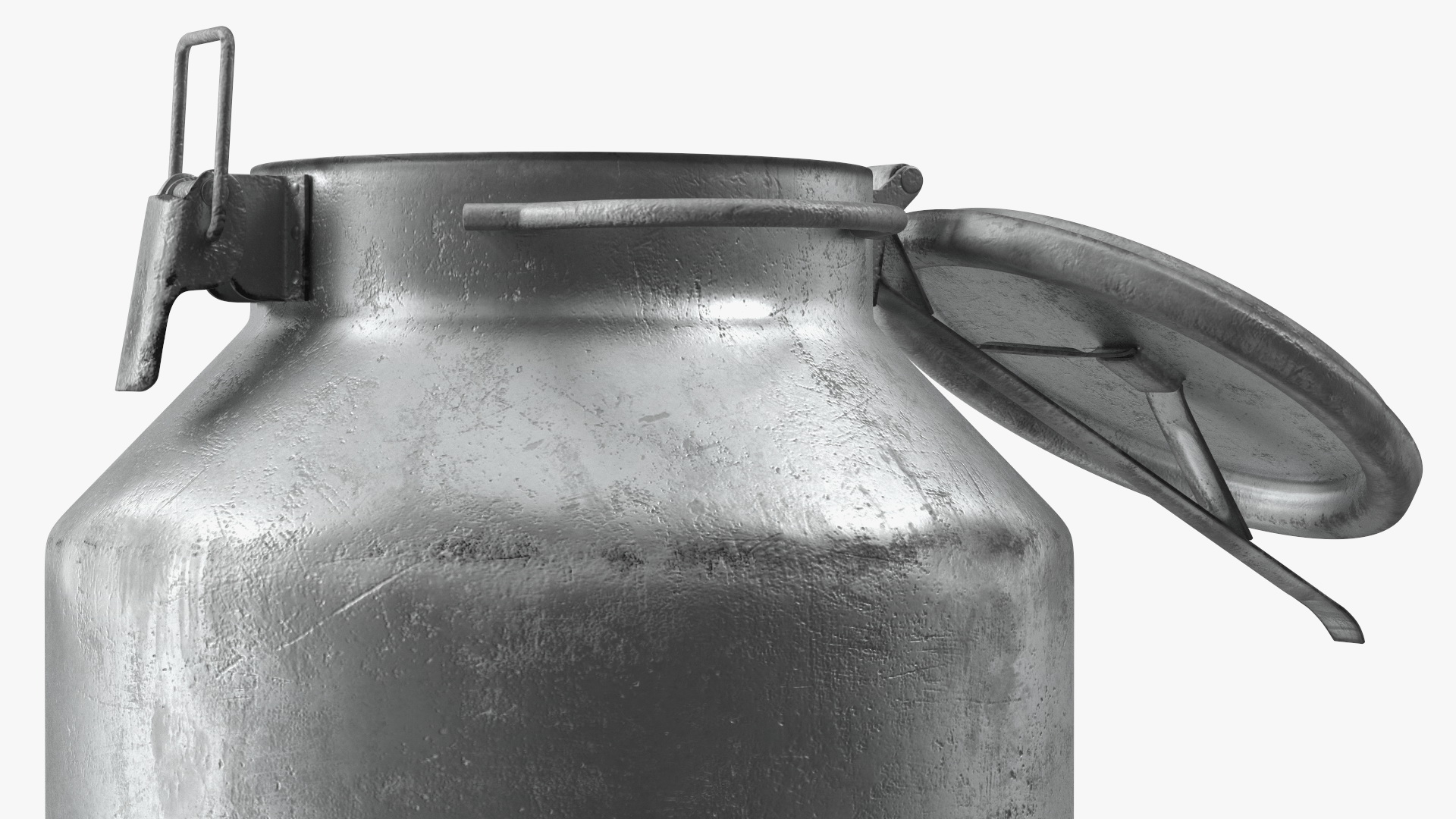 3D Aluminum Milk Bucket Can Full Old model