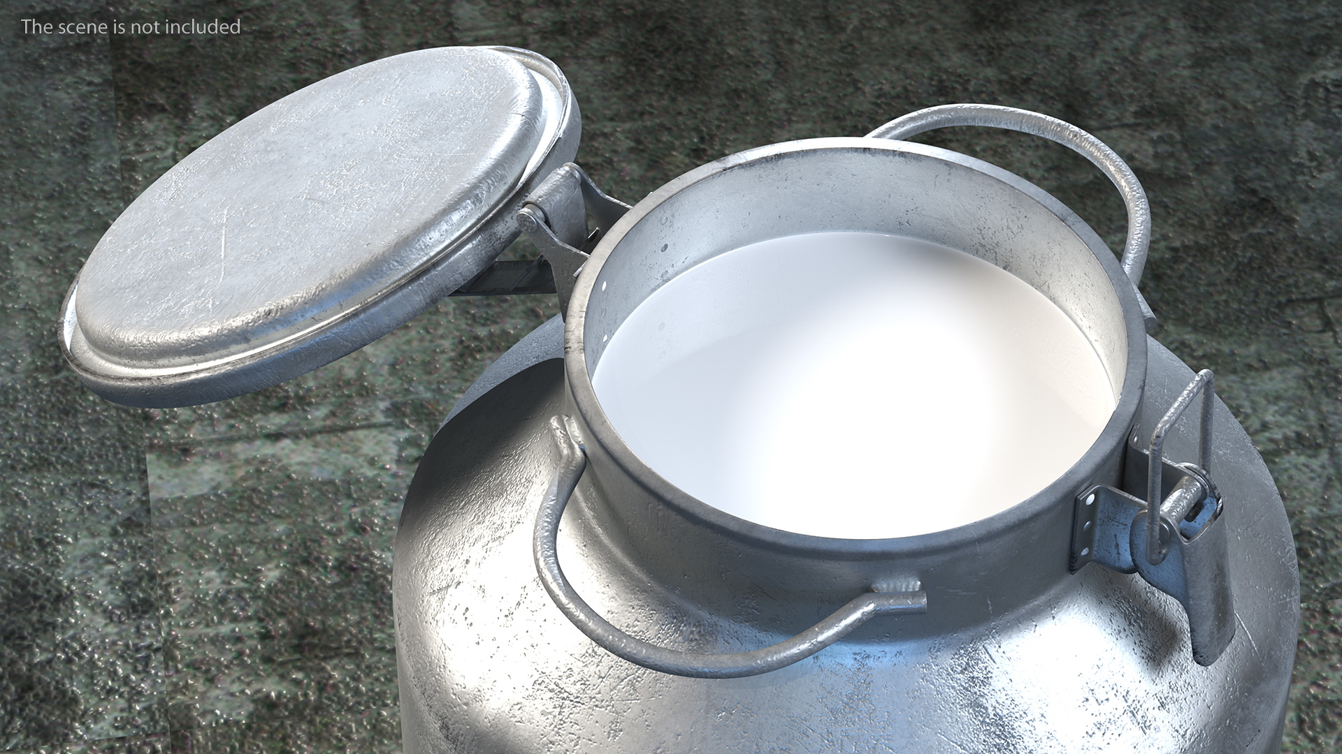 3D Aluminum Milk Bucket Can Full Old model