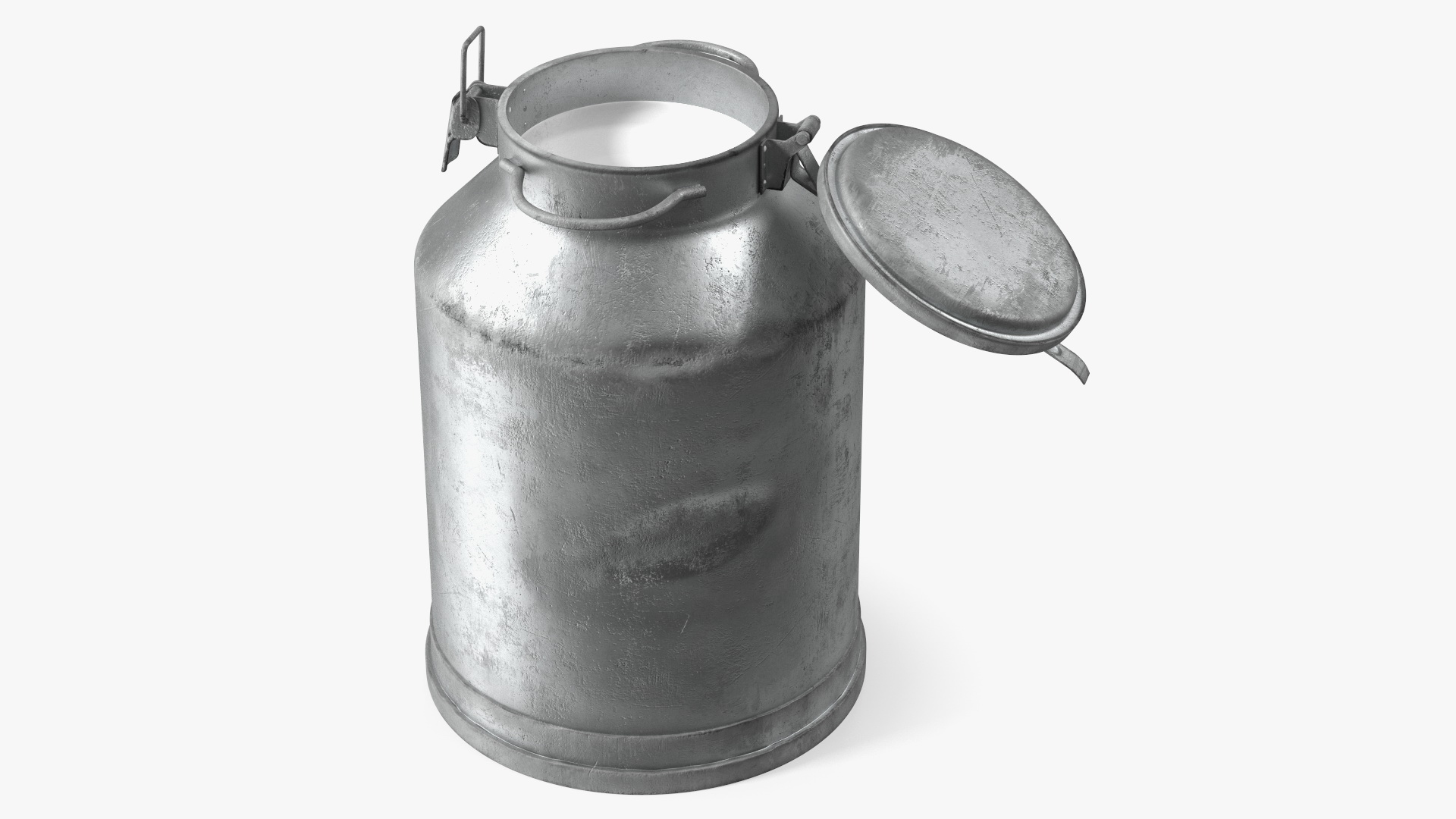 3D Aluminum Milk Bucket Can Full Old model