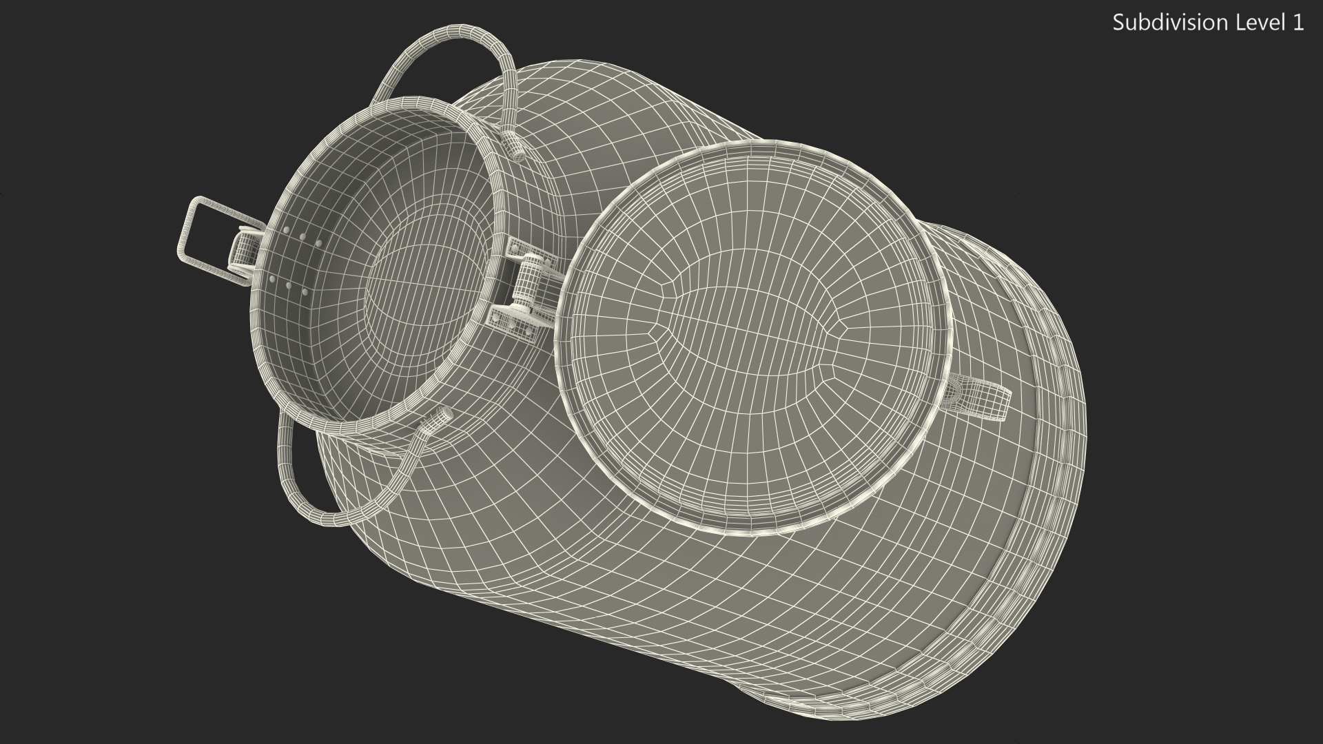 3D Aluminum Milk Bucket Can Full Old model