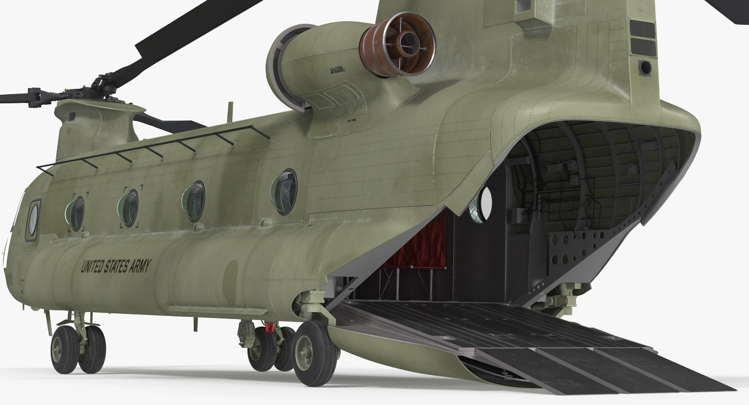 3D US Army Transport Helicopter CH 47 Chinook Rigged for Maya model