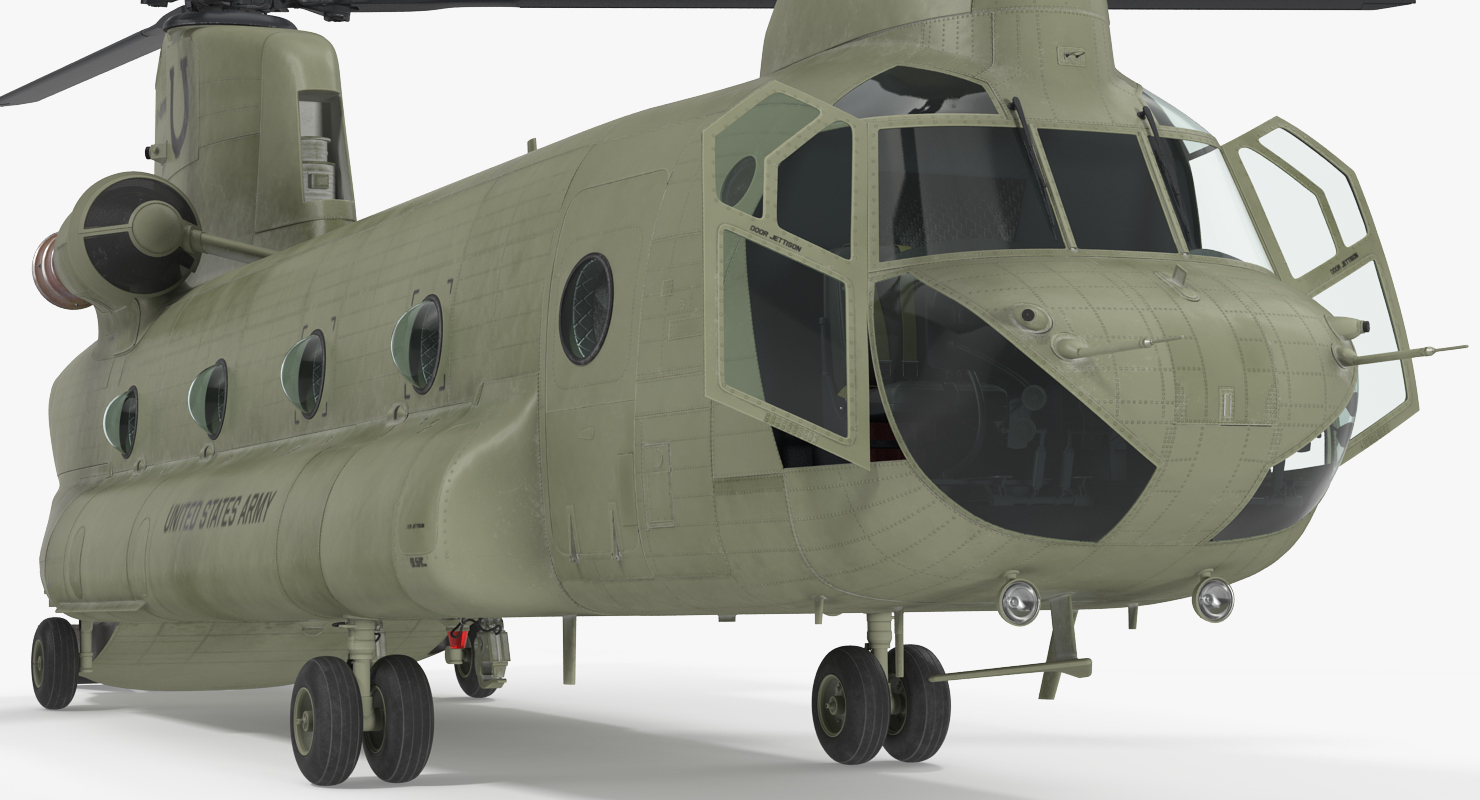 3D US Army Transport Helicopter CH 47 Chinook Rigged for Maya model