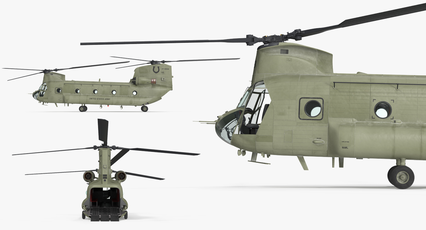3D US Army Transport Helicopter CH 47 Chinook Rigged for Maya model