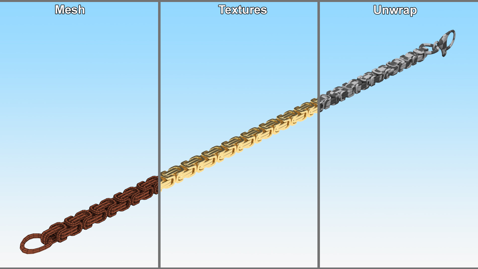 3D Byzantine Jewelry Chain Gold model