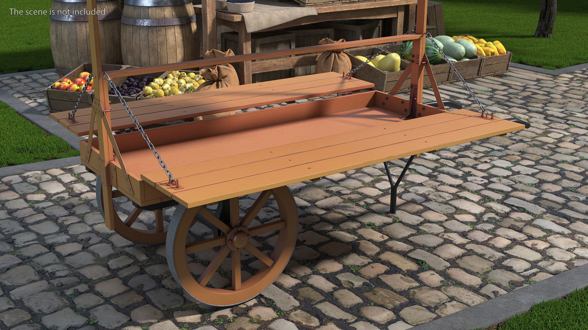 Medieval Market Cart with Awning 3D