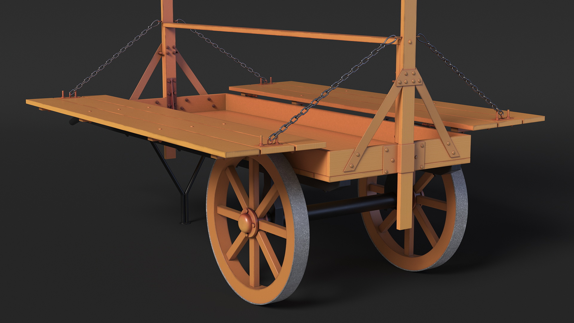 Medieval Market Cart with Awning 3D