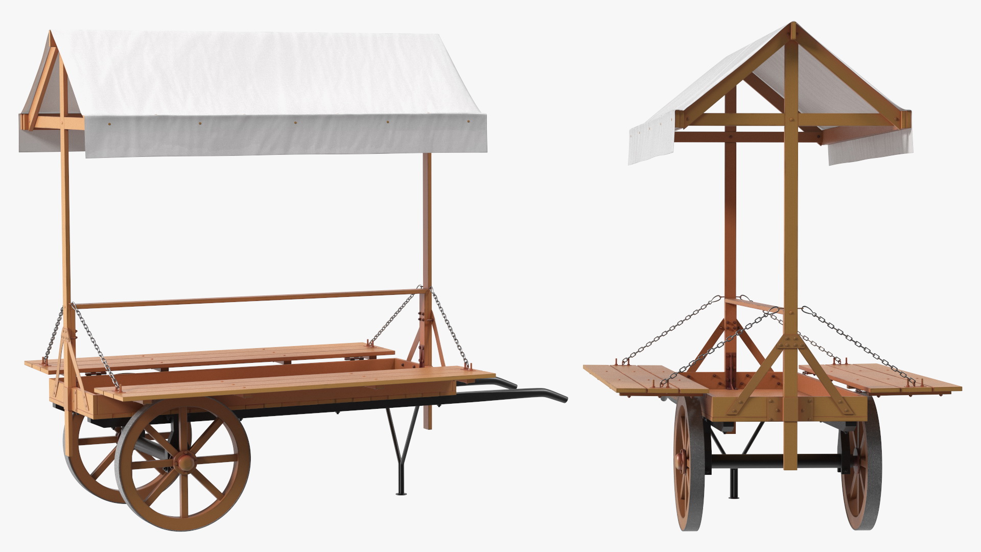 Medieval Market Cart with Awning 3D