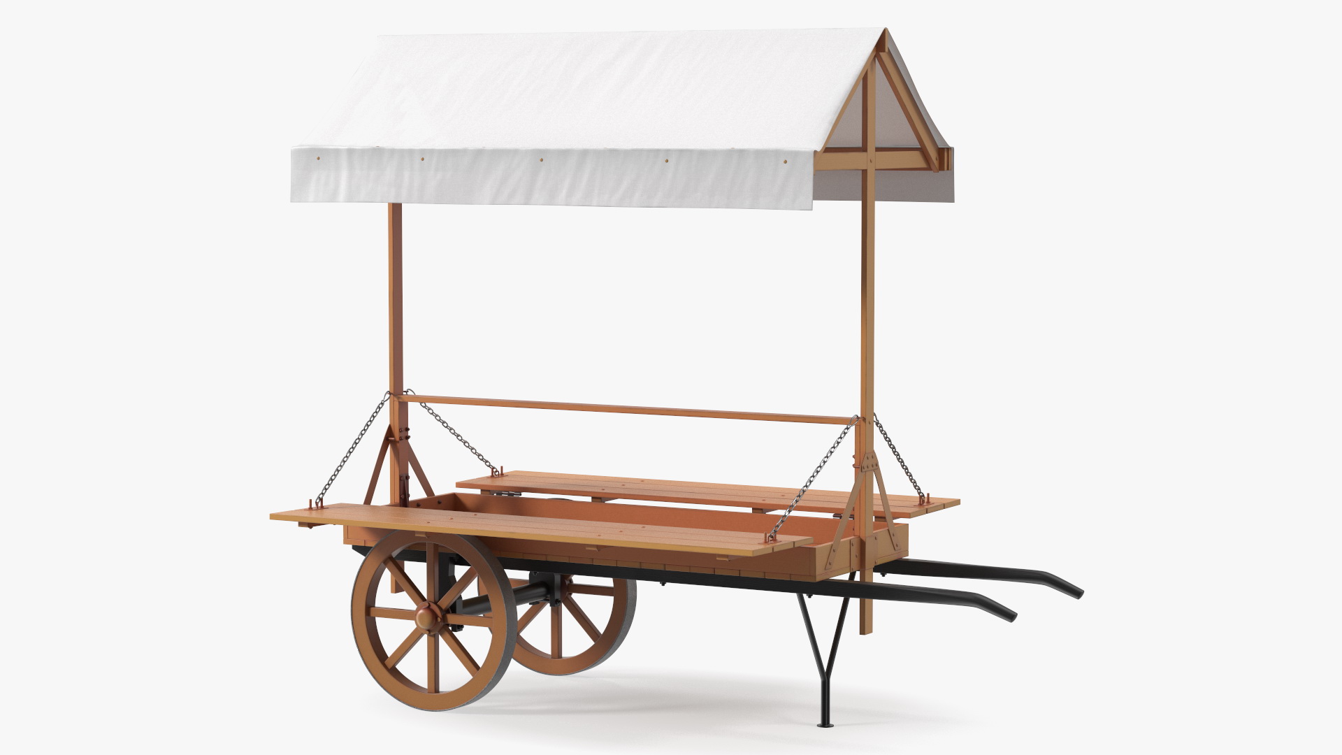 Medieval Market Cart with Awning 3D
