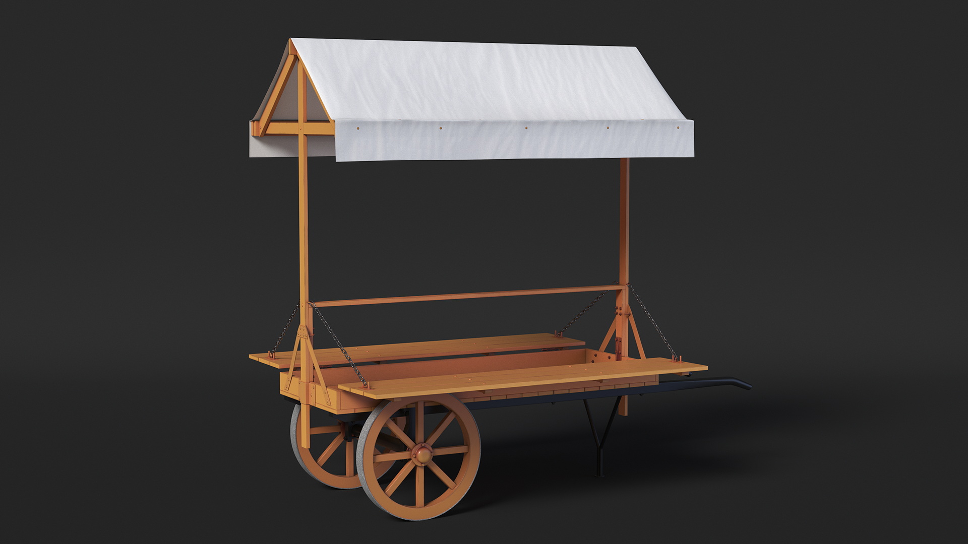 Medieval Market Cart with Awning 3D