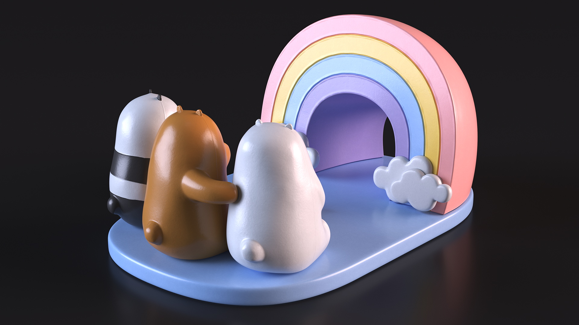 Phone Holder We Bare Bears Watch the Rainbow 3D model