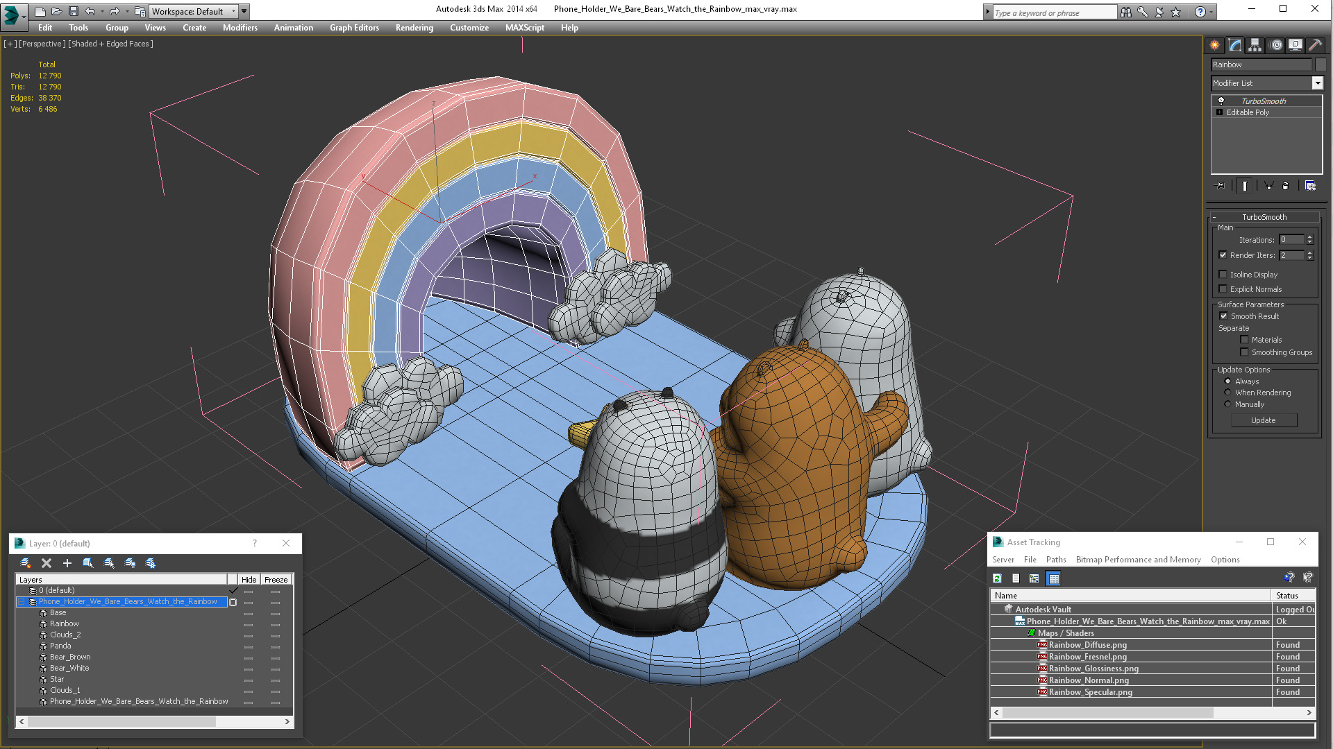Phone Holder We Bare Bears Watch the Rainbow 3D model