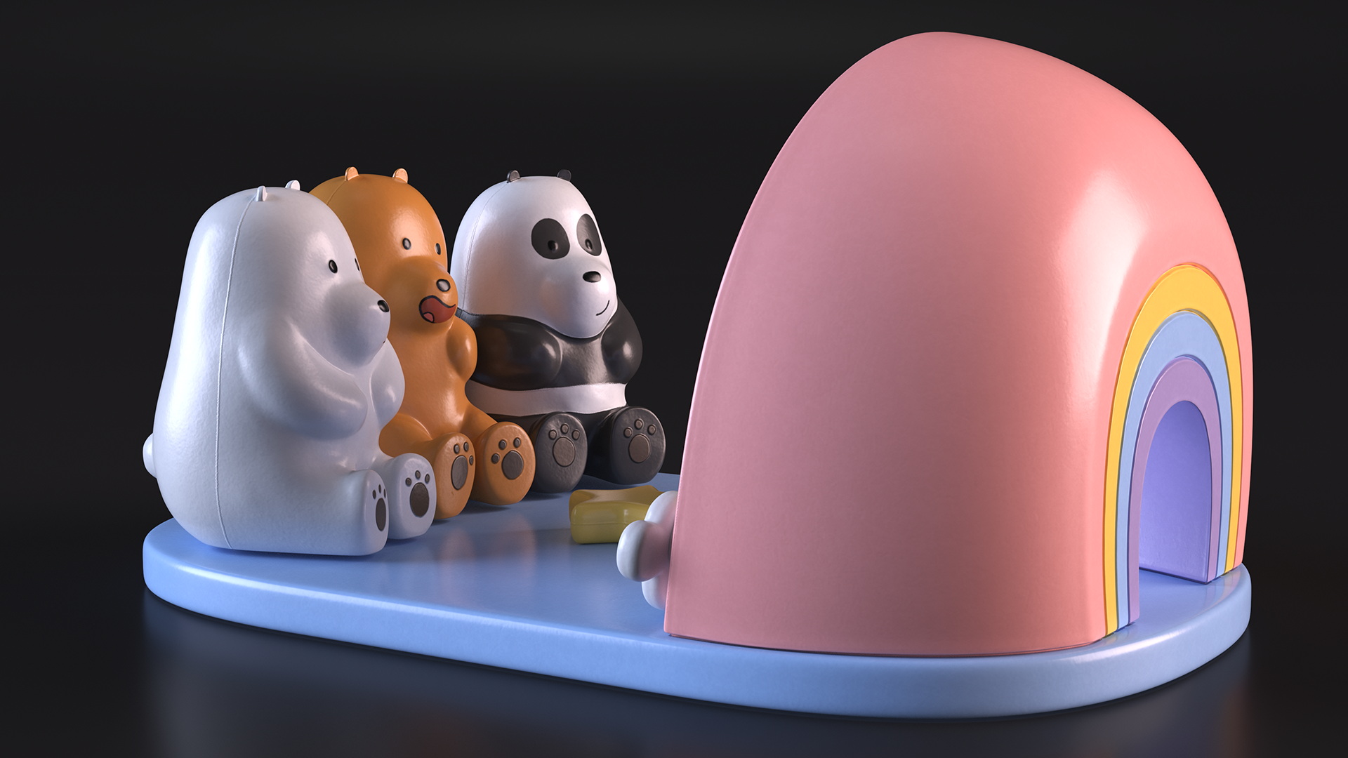 Phone Holder We Bare Bears Watch the Rainbow 3D model