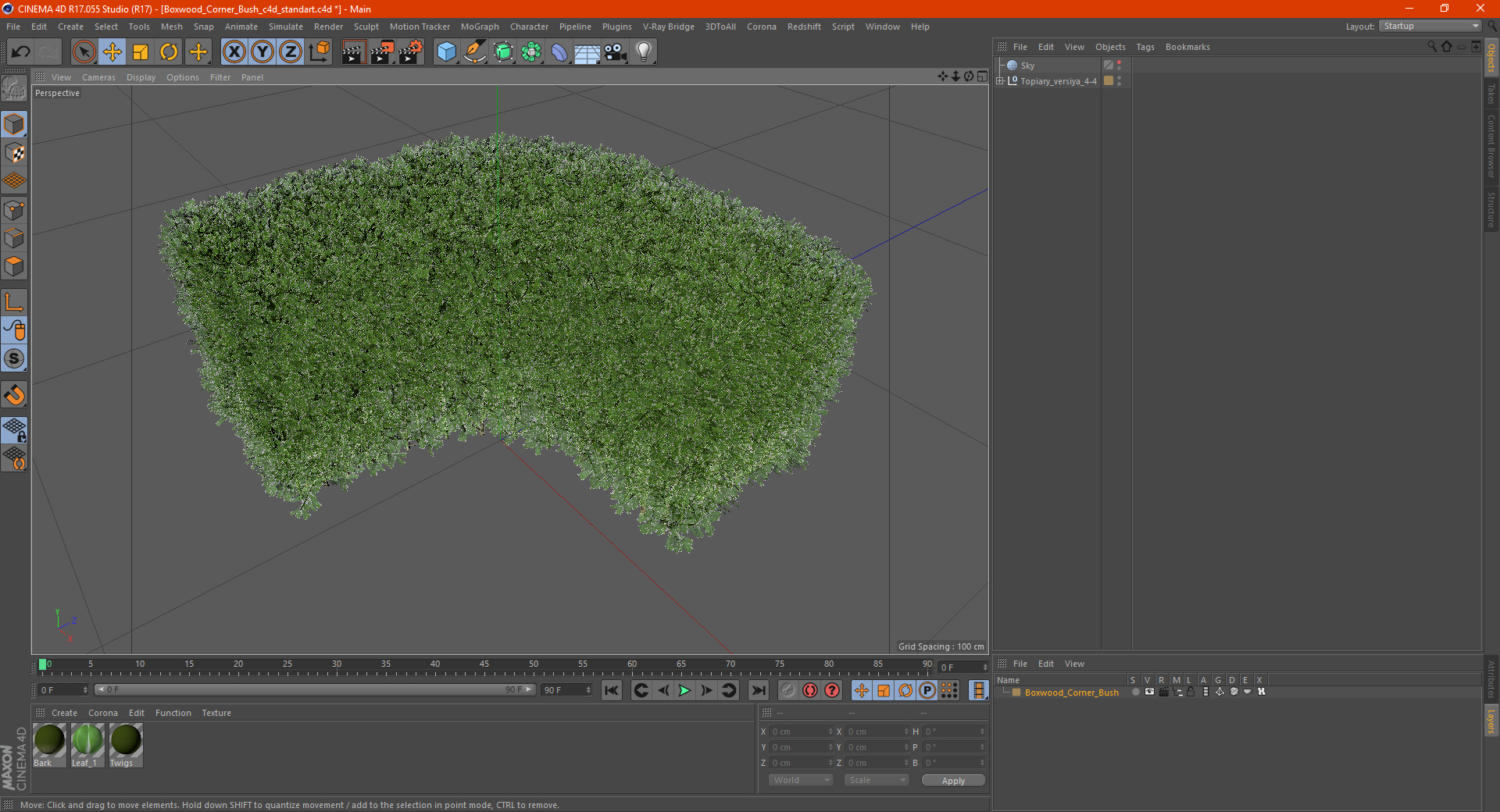 Boxwood Corner Bush 3D model