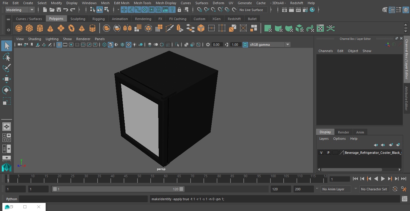 Beverage Refrigerator Cooler Black 3D model