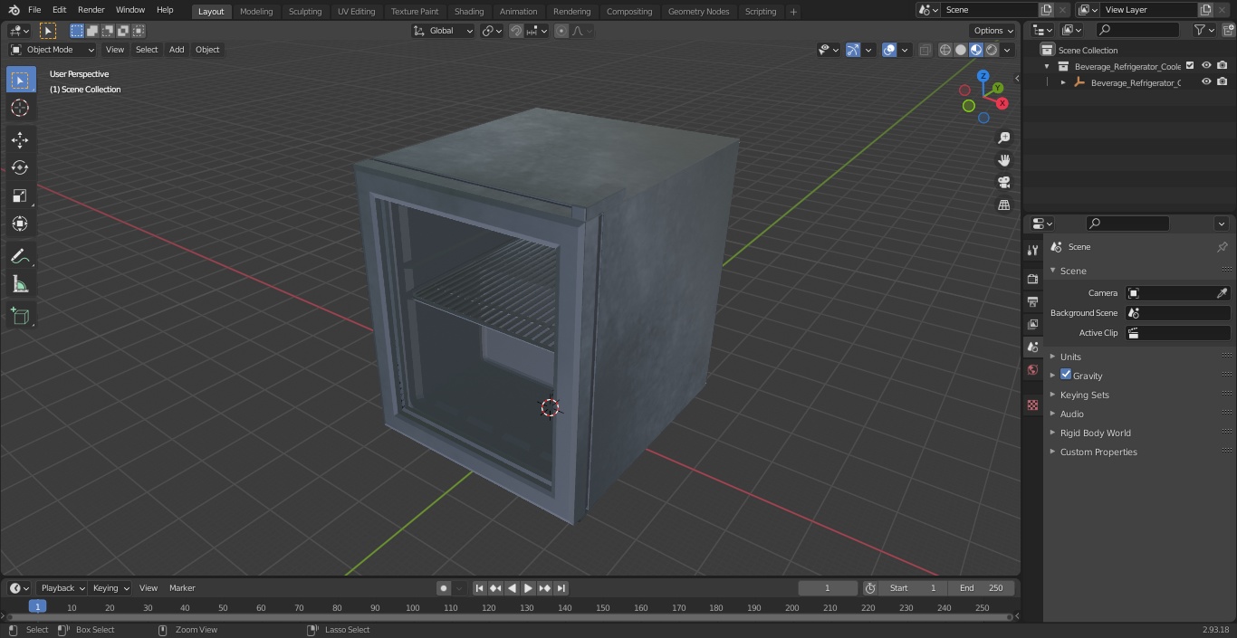 Beverage Refrigerator Cooler Black 3D model