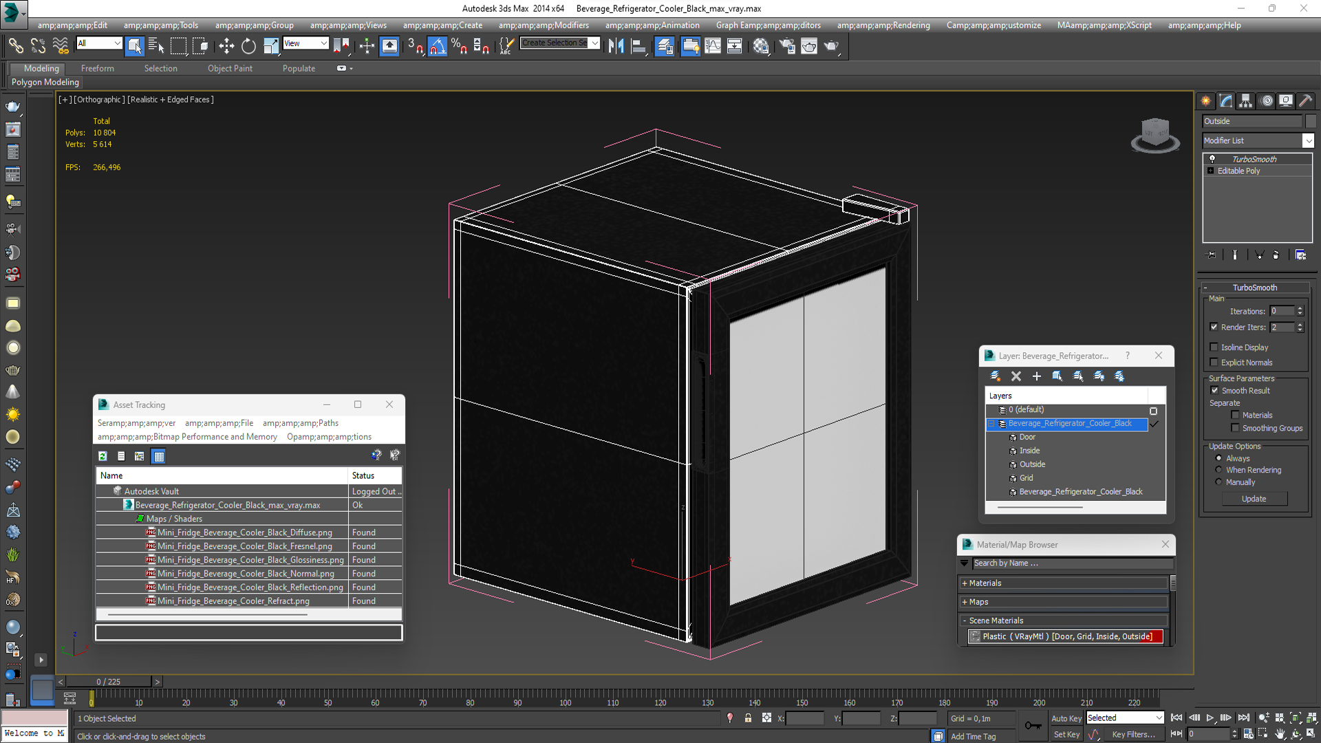 Beverage Refrigerator Cooler Black 3D model