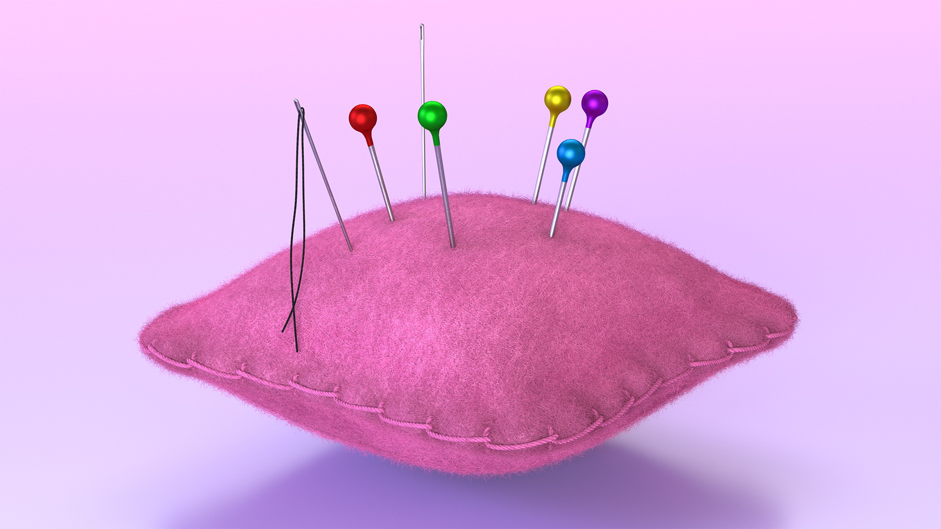 3D model Pin Cushion with Fur