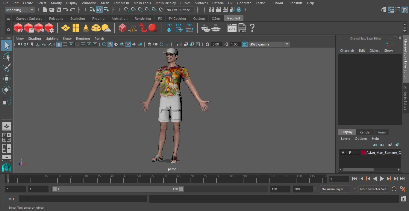 Asian Man Summer Outfits Smiling Pose 3D