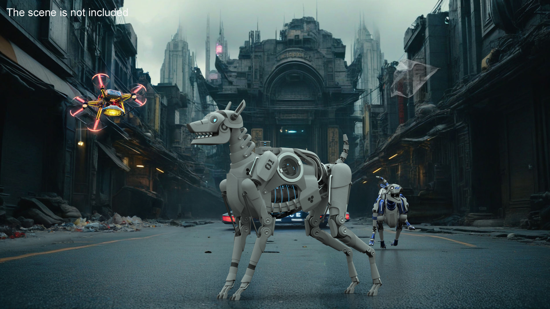 3D Futuristic Robotic Dog White model