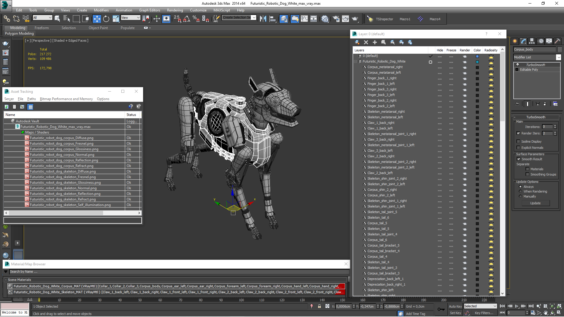 3D Futuristic Robotic Dog White model