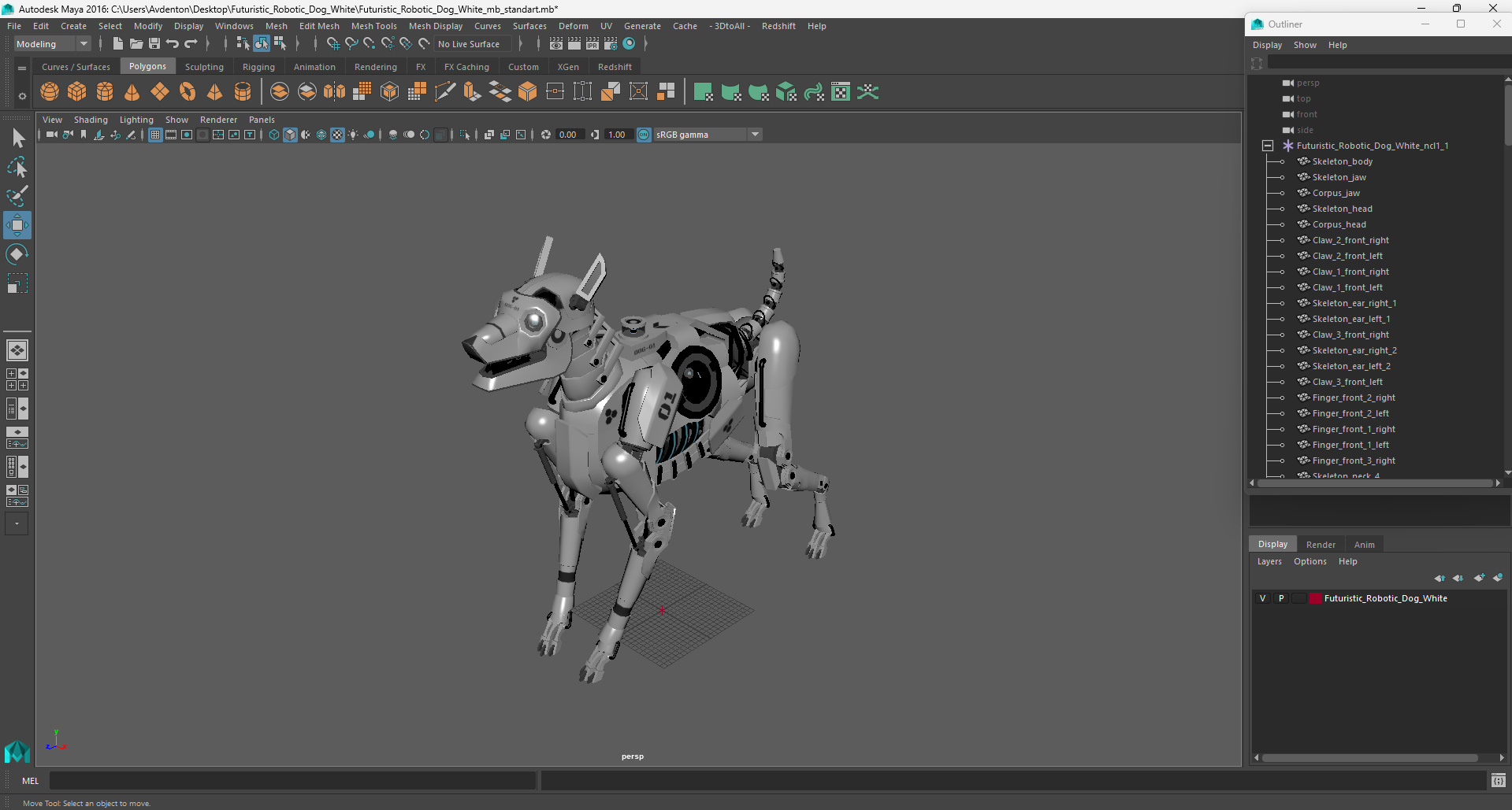 3D Futuristic Robotic Dog White model