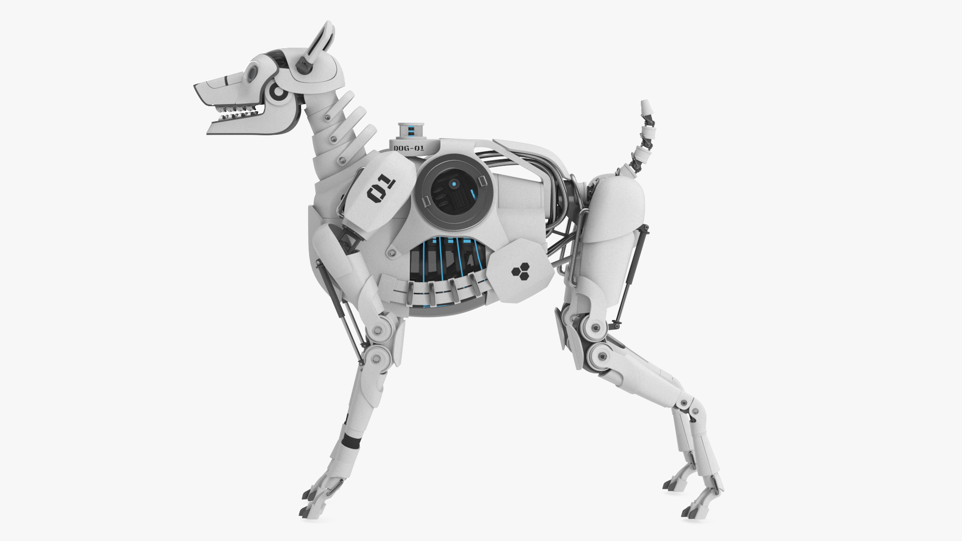 3D Futuristic Robotic Dog White model