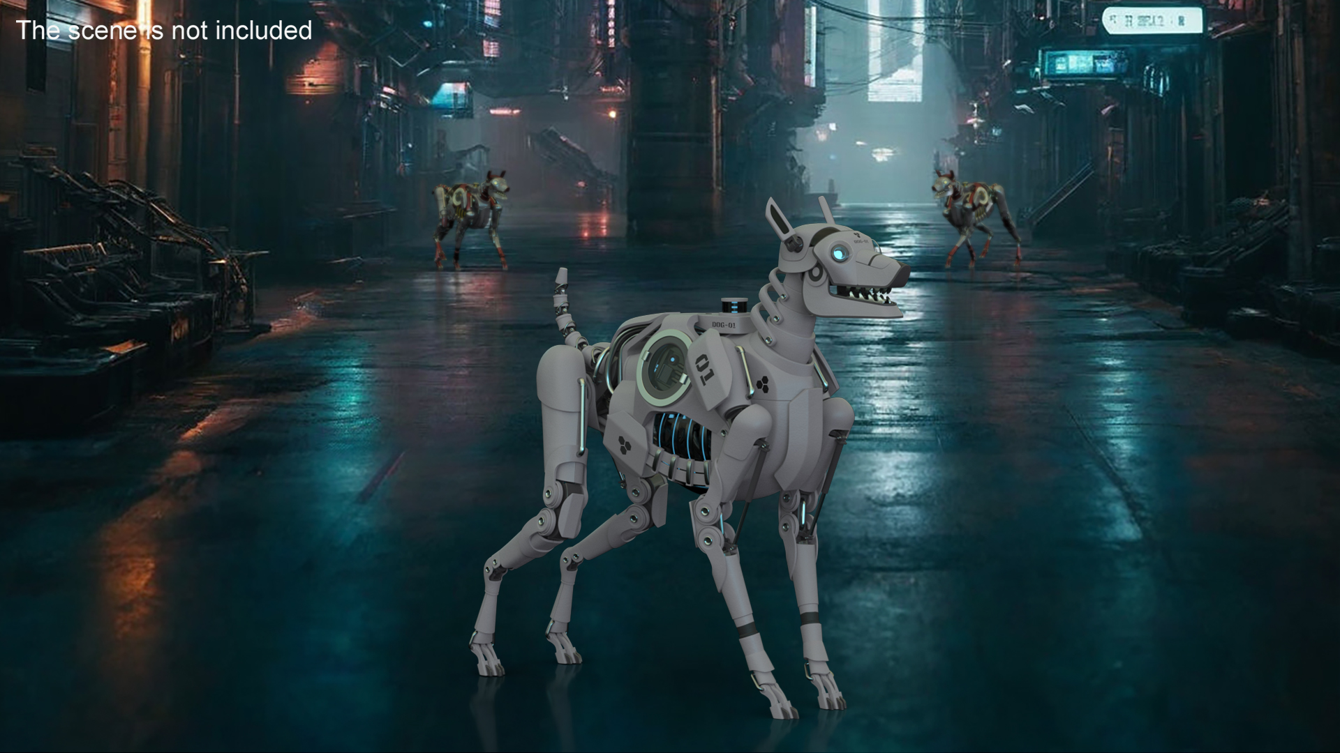 3D Futuristic Robotic Dog White model