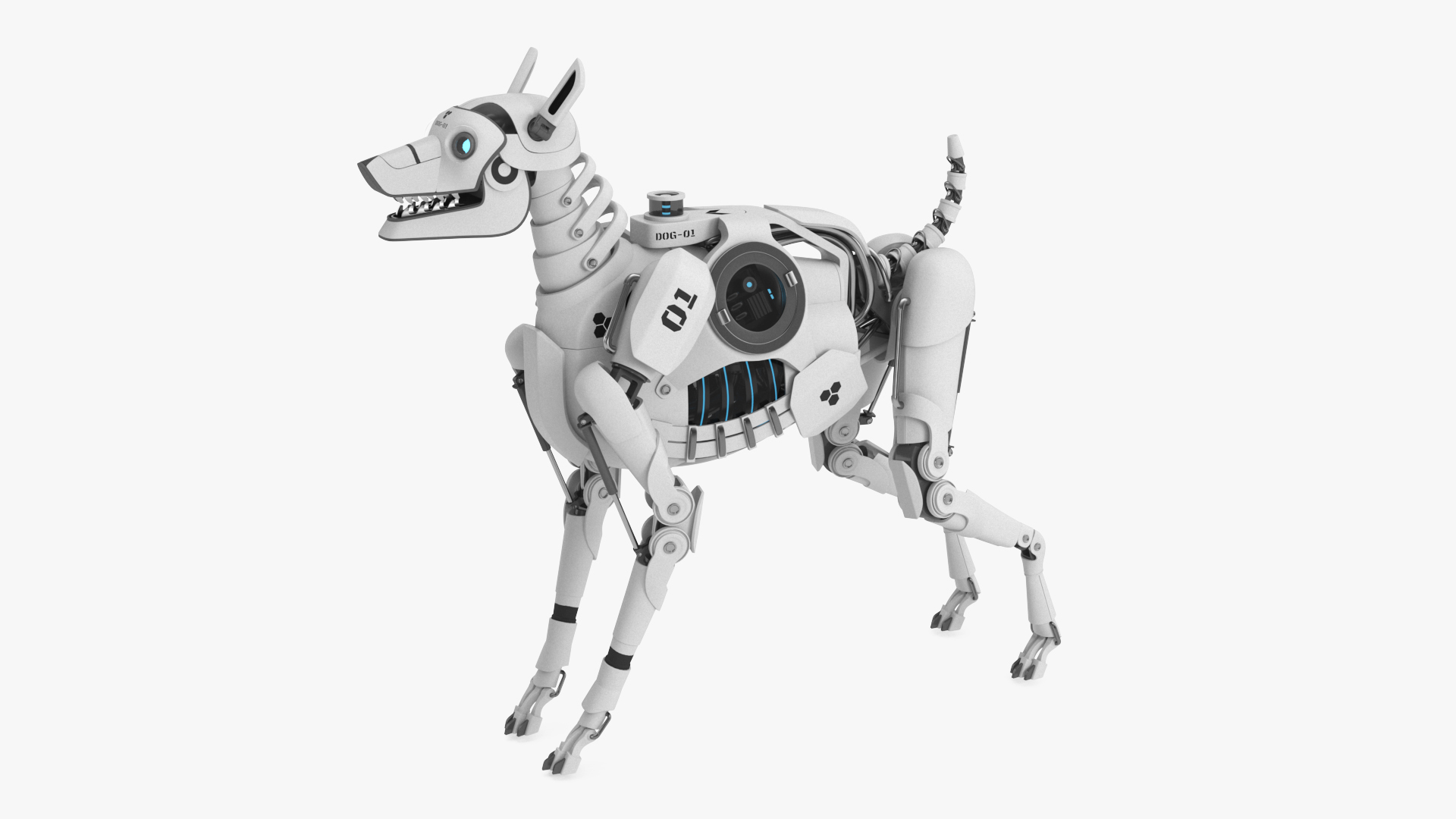3D Futuristic Robotic Dog White model