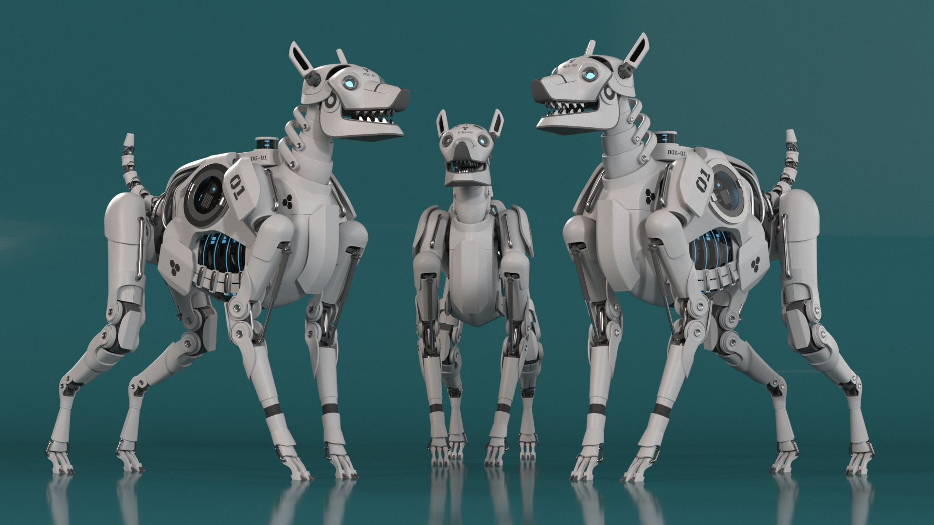 3D Futuristic Robotic Dog White model