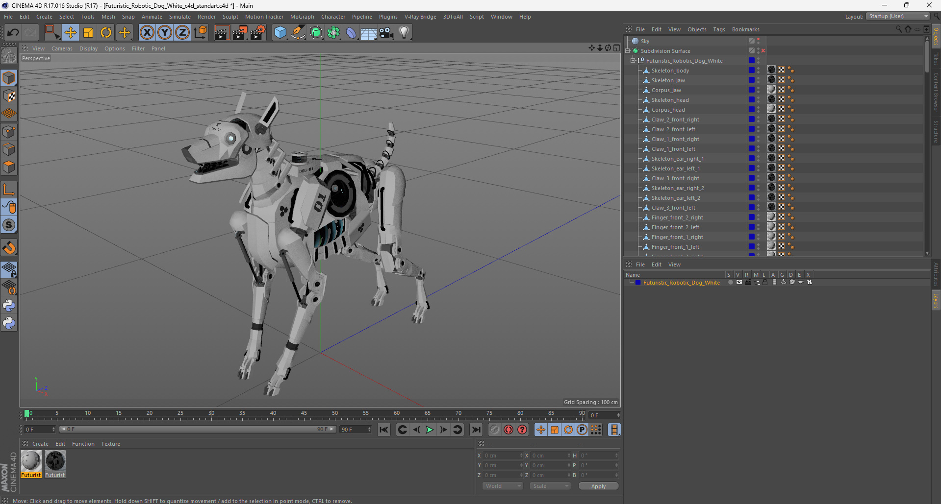 3D Futuristic Robotic Dog White model