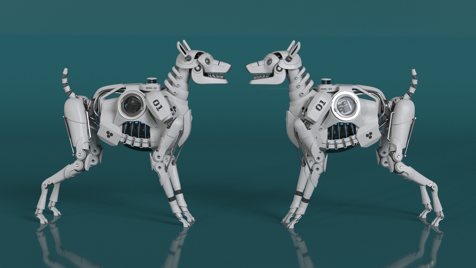 3D Futuristic Robotic Dog White model