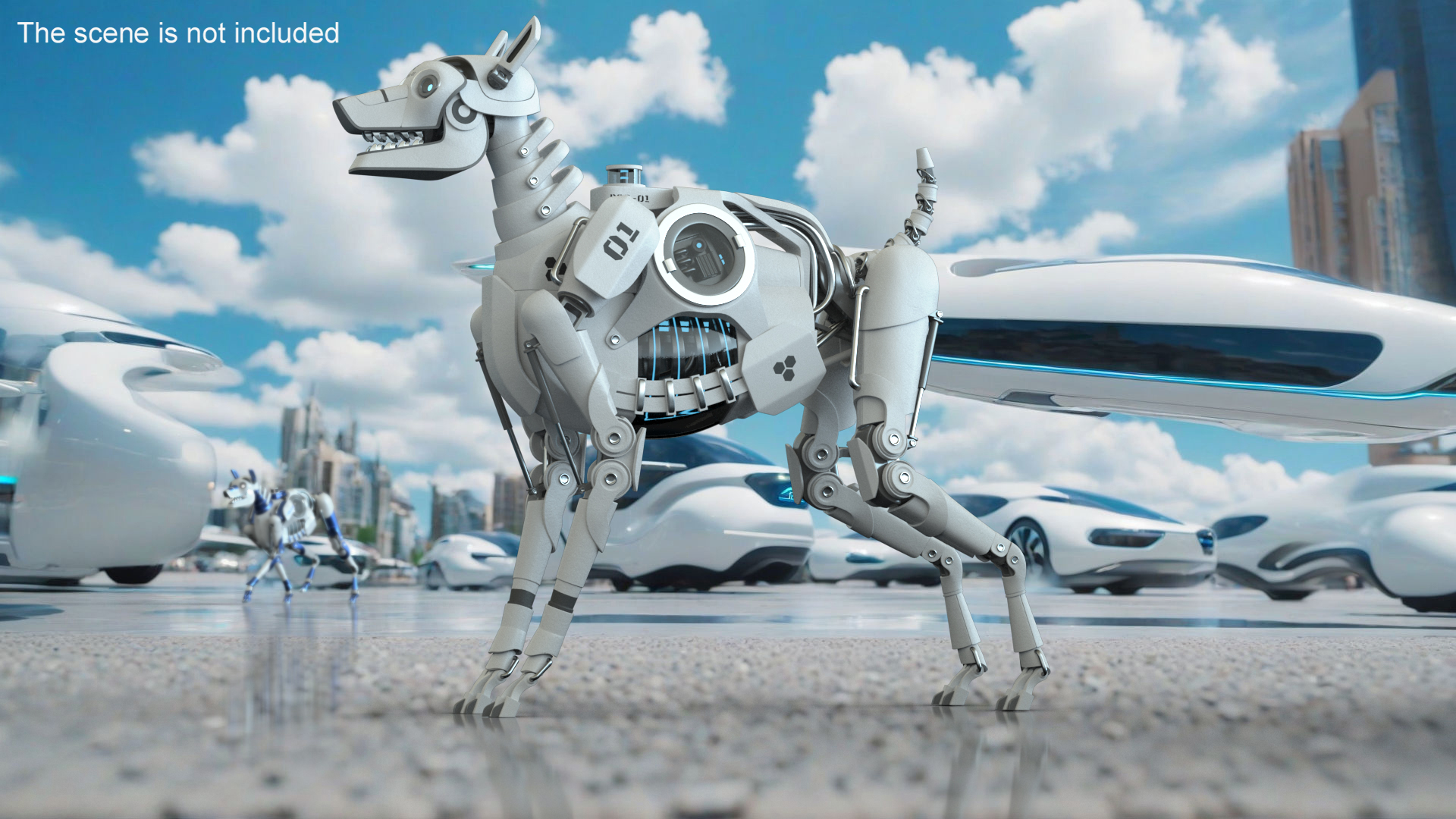 3D Futuristic Robotic Dog White model