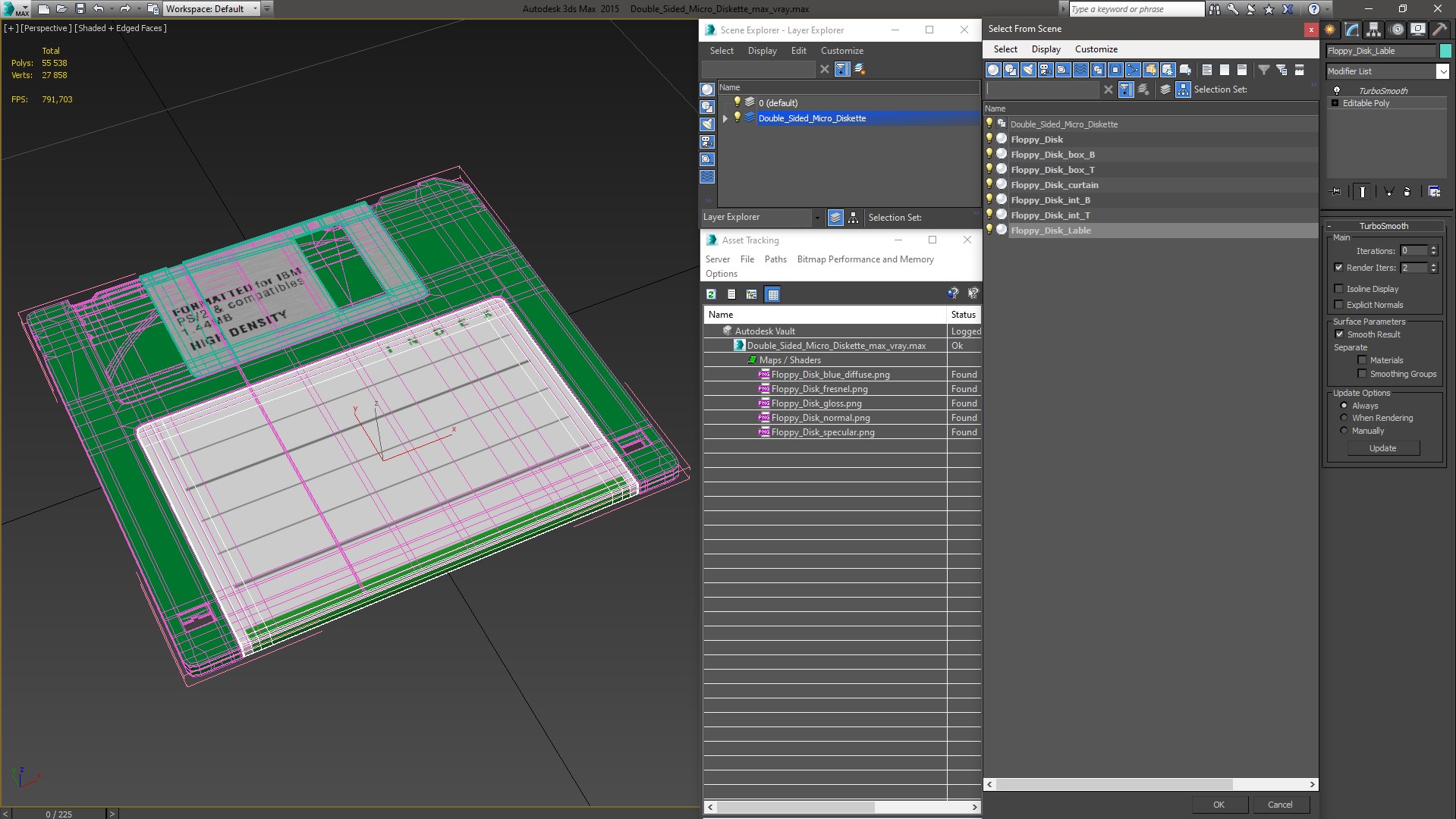Double Sided Micro Diskette 3D