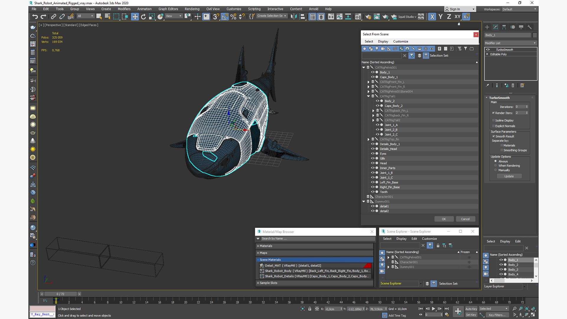 Shark Robot Animated Rigged 3D