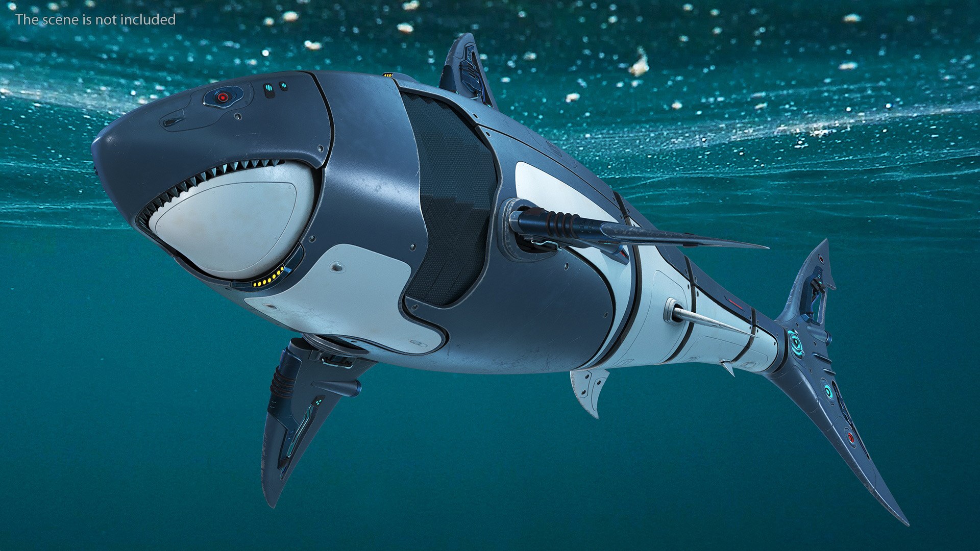 Shark Robot Animated Rigged 3D