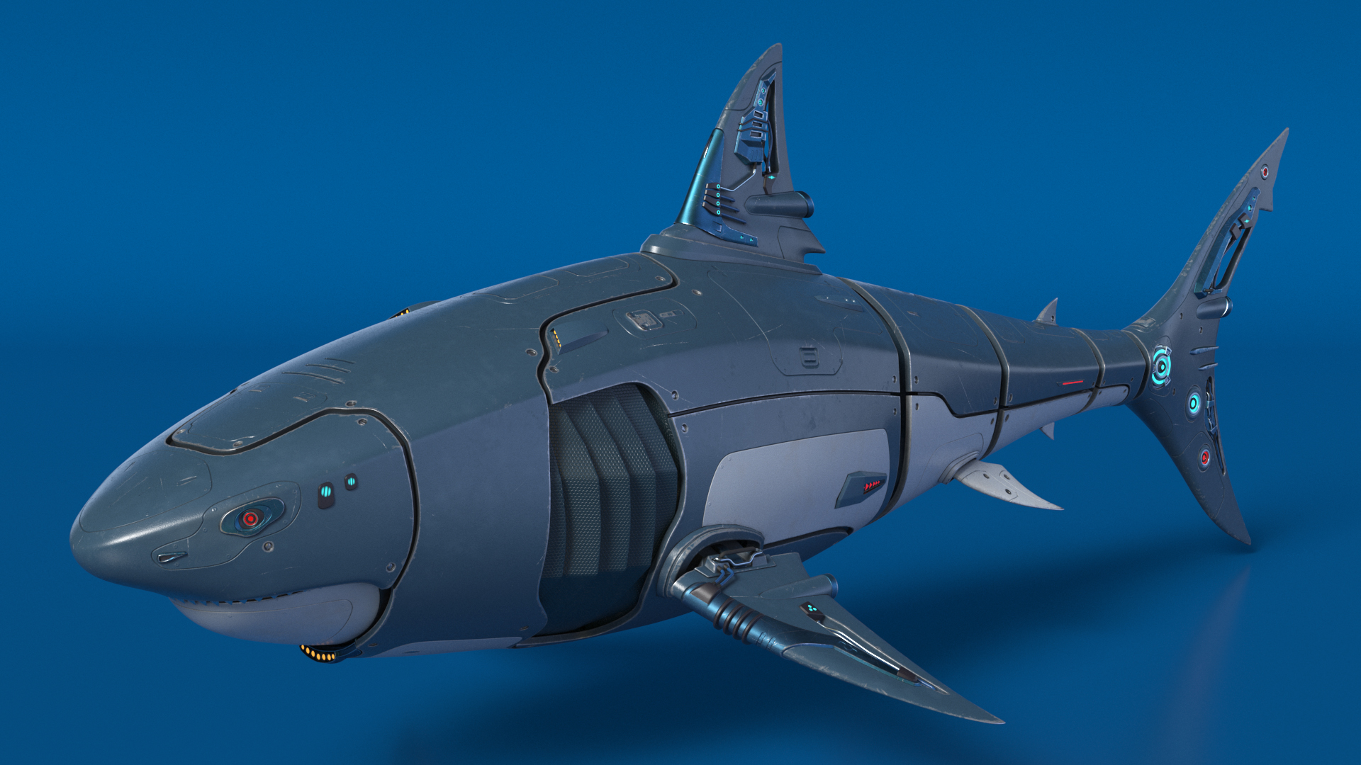 Shark Robot Animated Rigged 3D