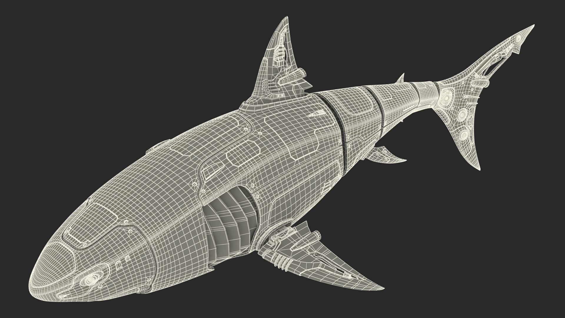 Shark Robot Animated Rigged 3D
