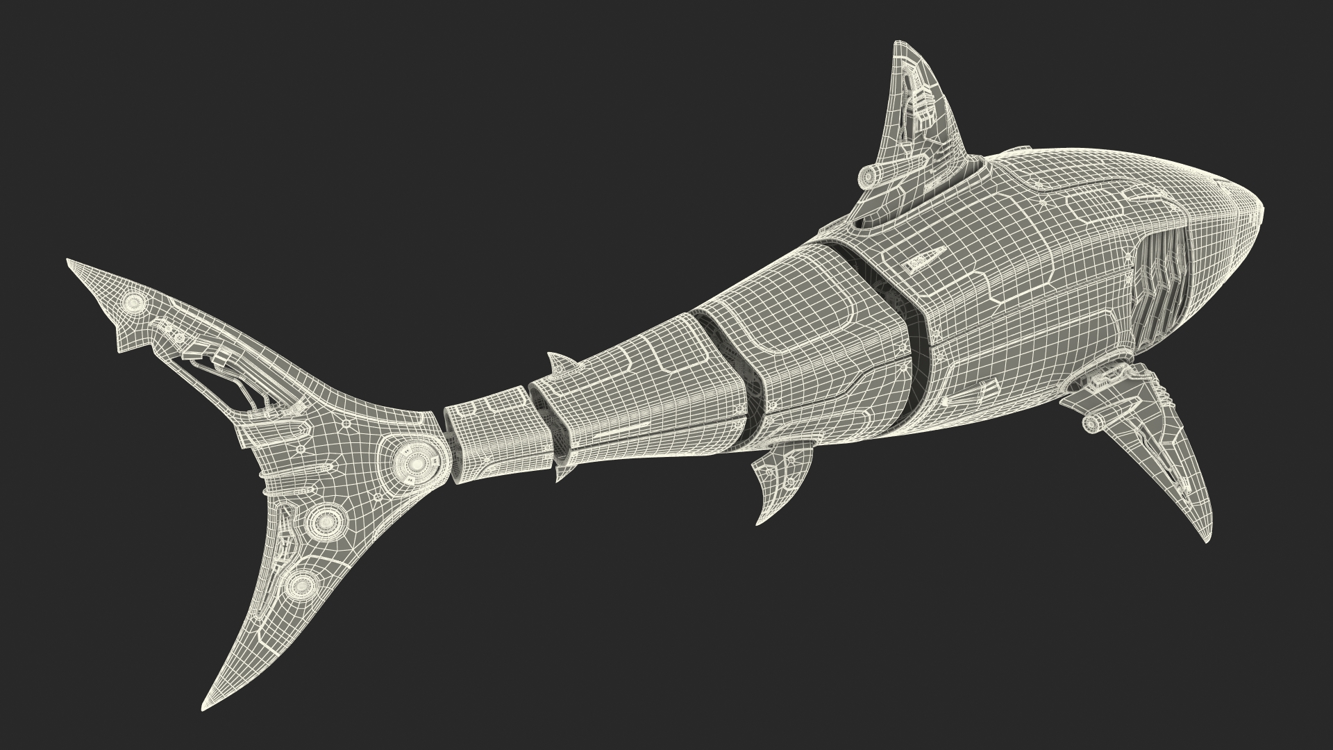 Shark Robot Animated Rigged 3D