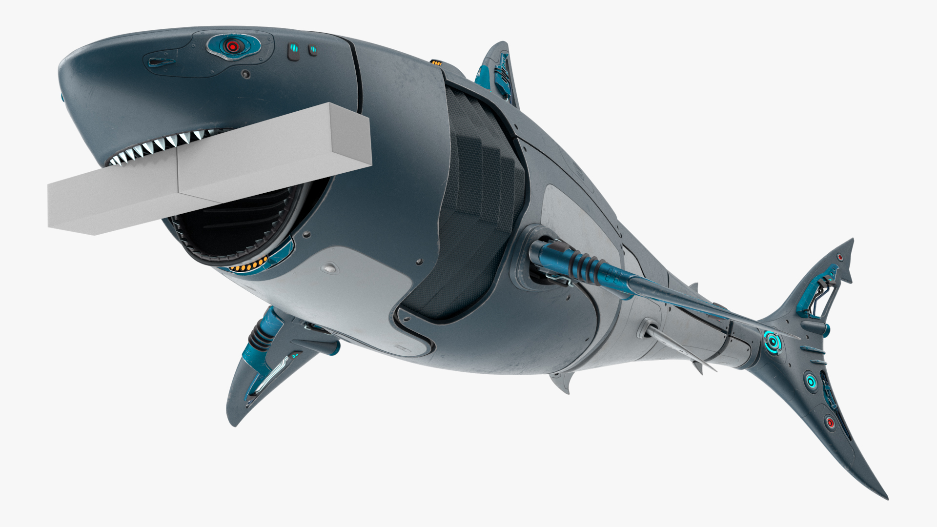 Shark Robot Animated Rigged 3D