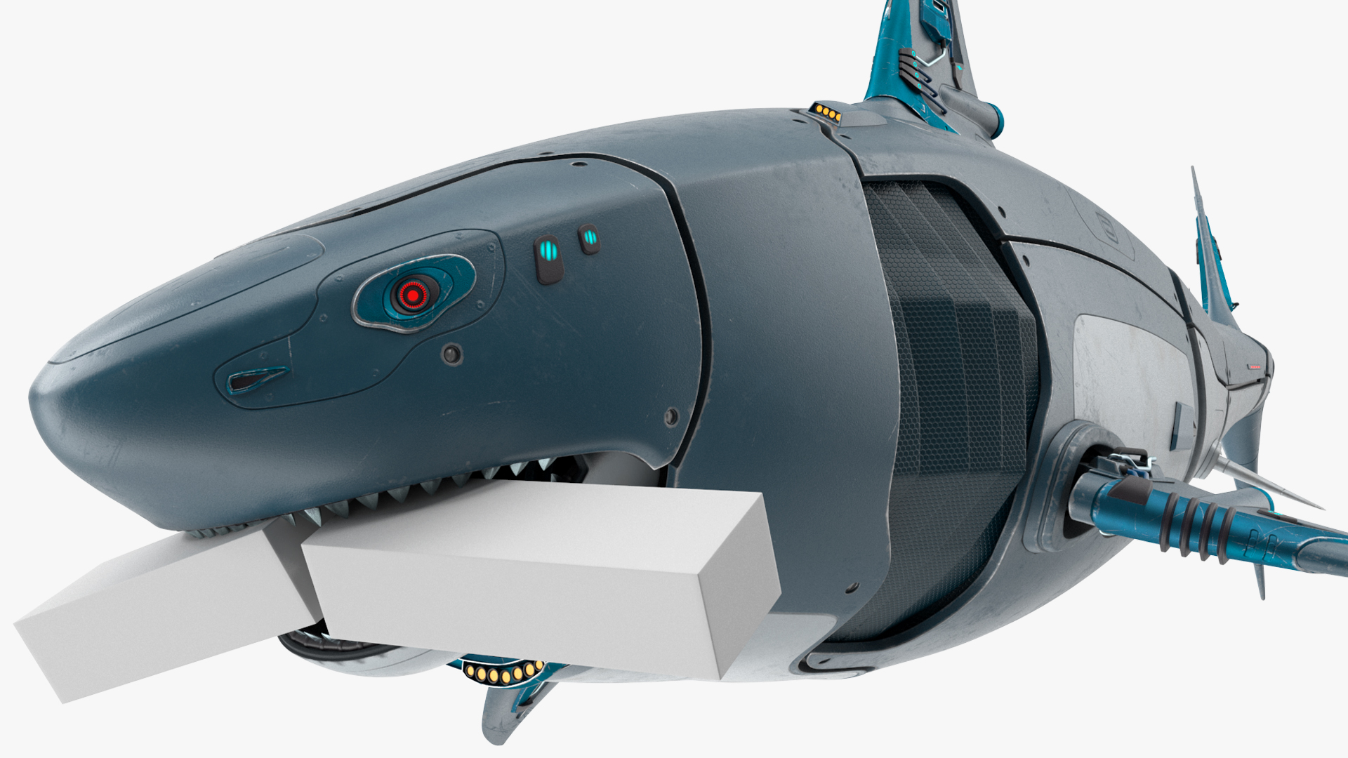 Shark Robot Animated Rigged 3D