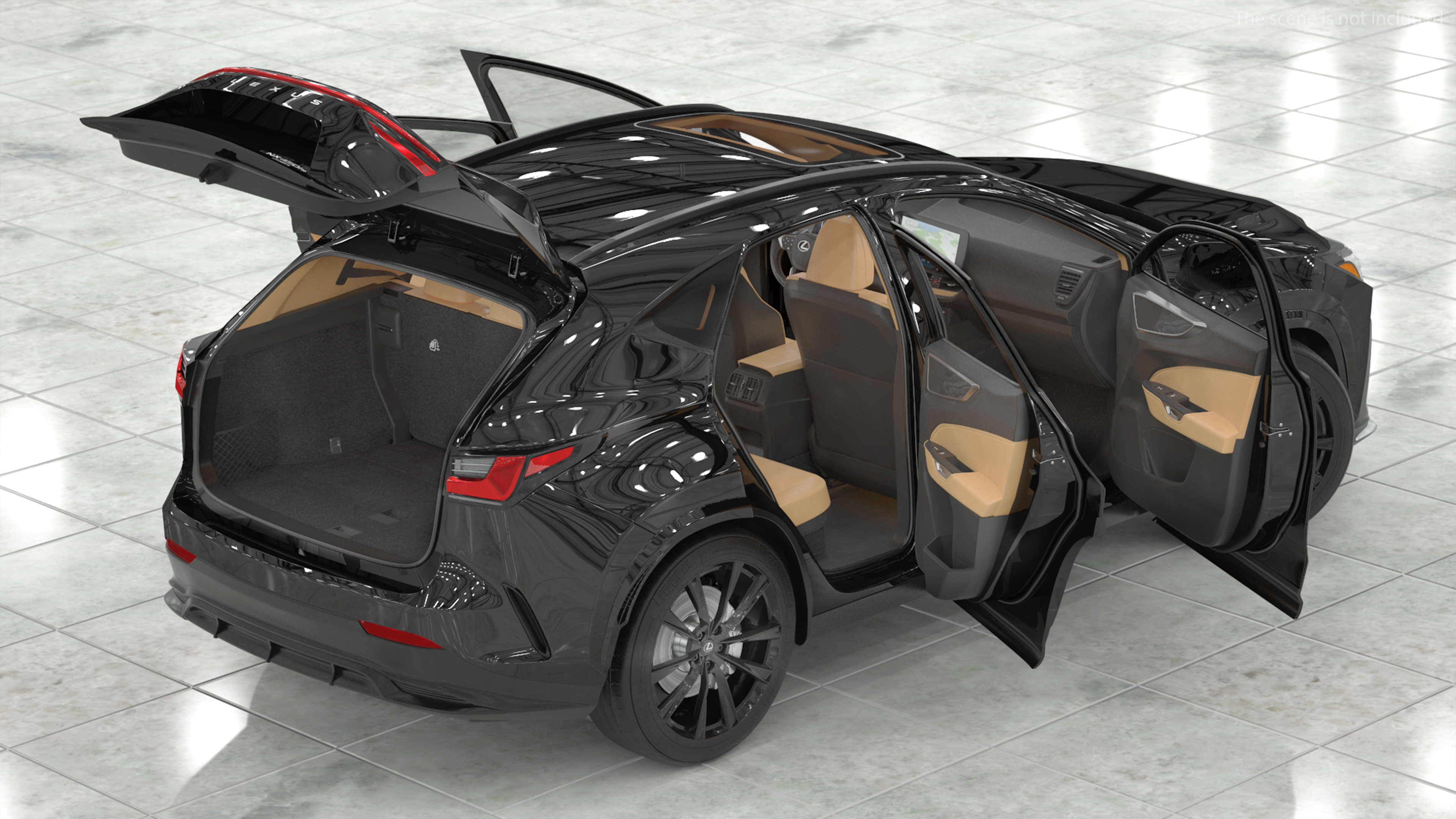 3D model 2024 Lexus NX Black Rigged for Maya