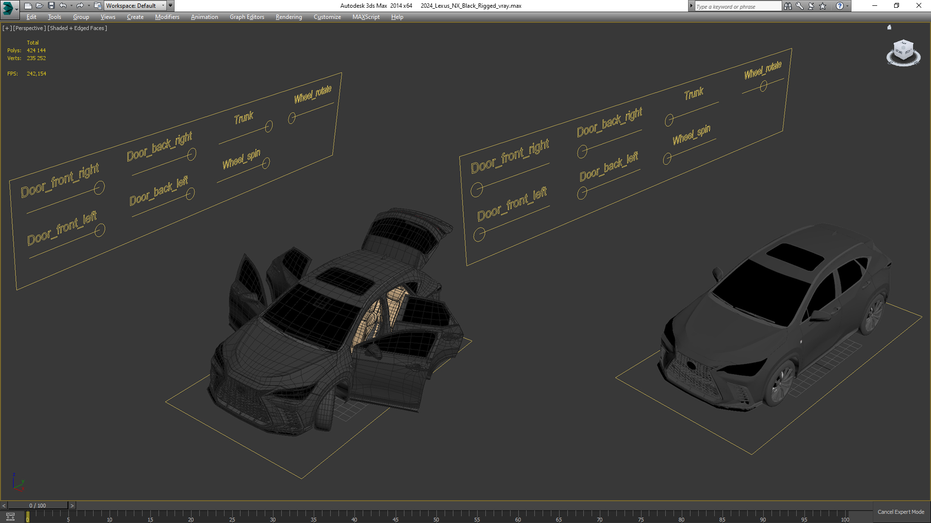 3D model 2024 Lexus NX Black Rigged for Maya