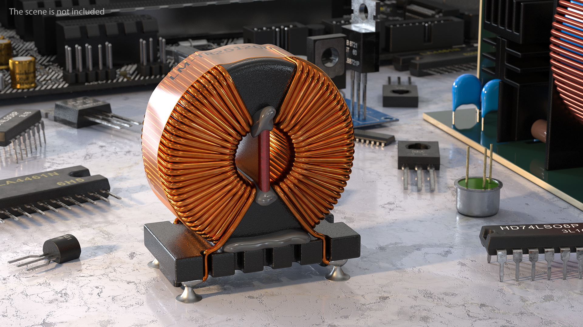 Common Mode Choke Filter Inductor Soldered 3D