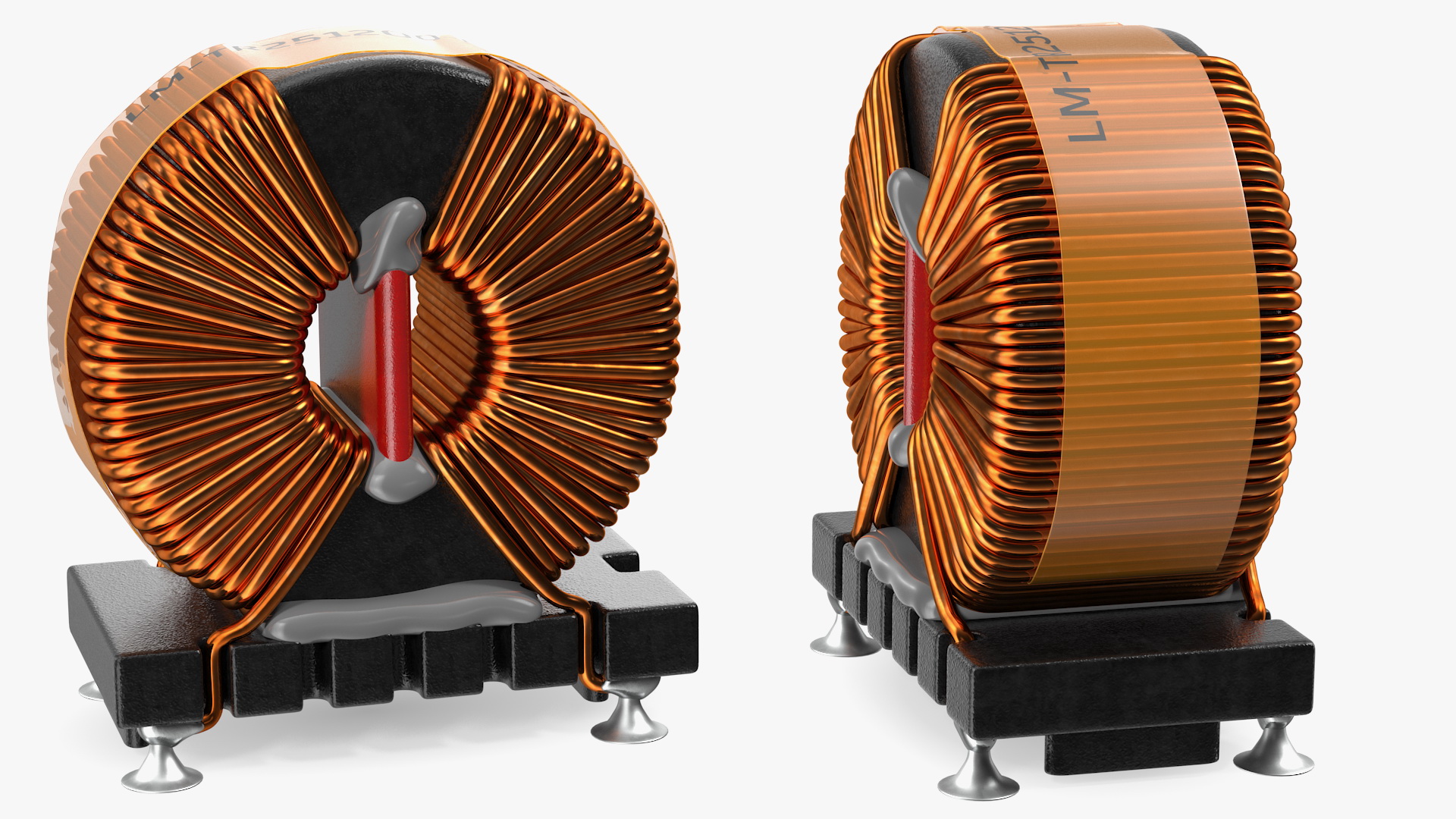 Common Mode Choke Filter Inductor Soldered 3D