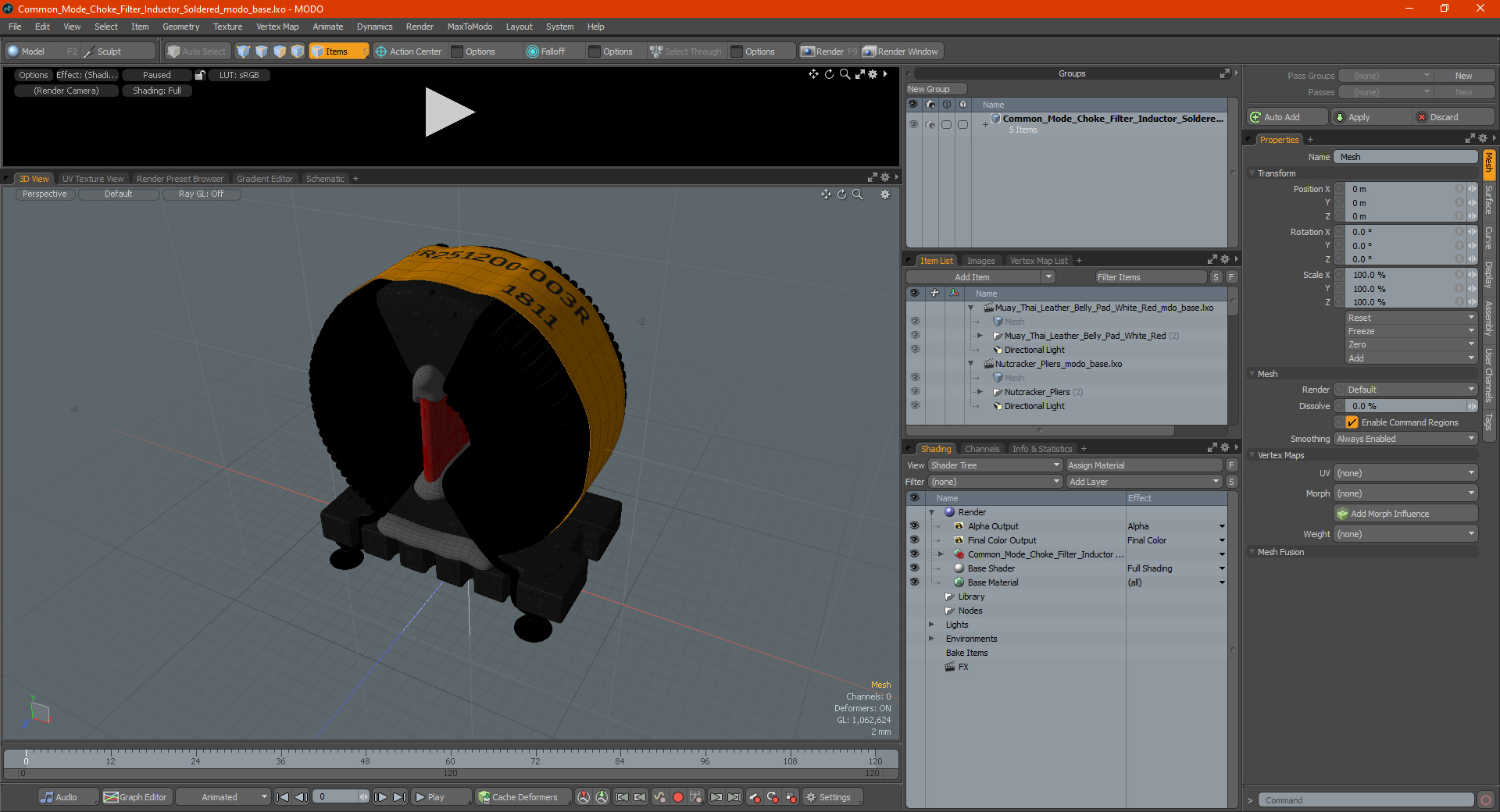 Common Mode Choke Filter Inductor Soldered 3D