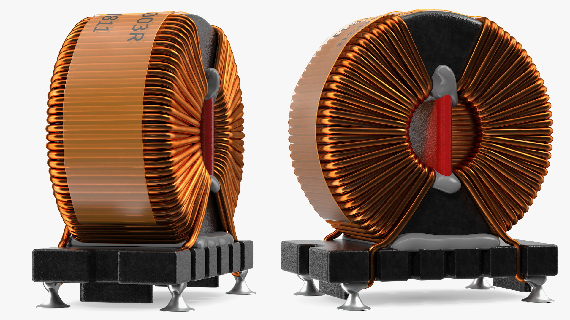 Common Mode Choke Filter Inductor Soldered 3D